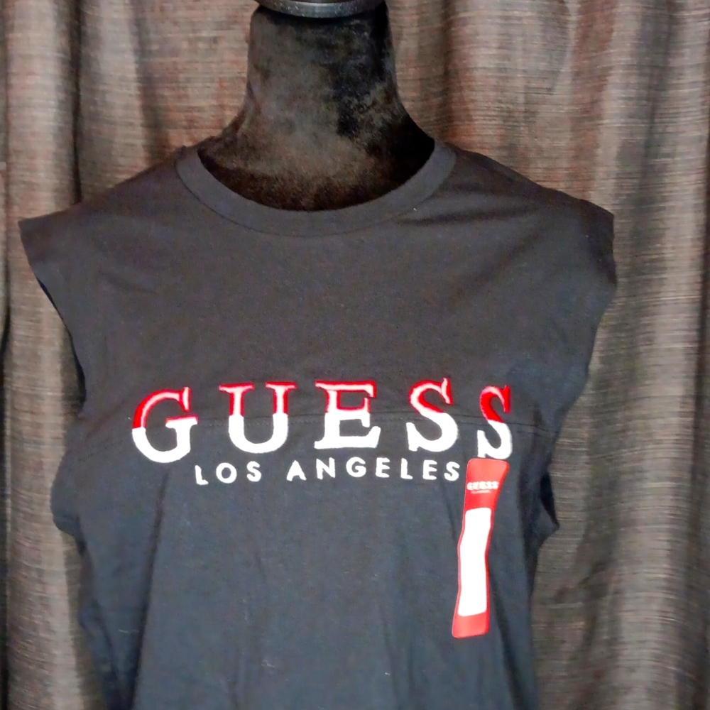 Guess Black Top with Red and White Logo
